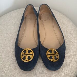 Tory Burch Dark Blue Suede Chelsea Flats